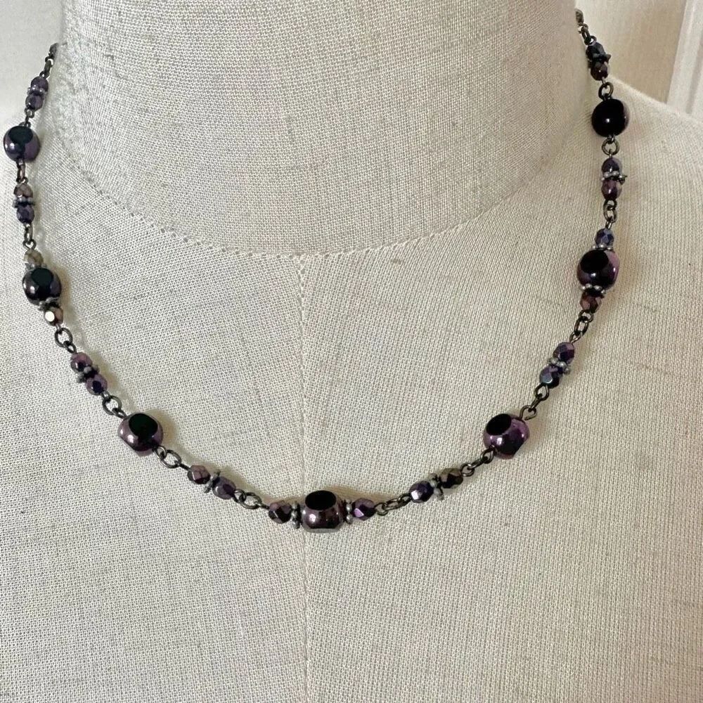 Sterling silver purple beaded necklace